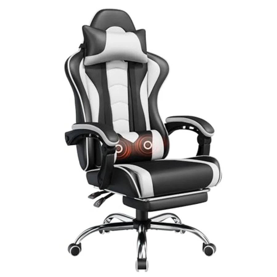 Massage - Gaming chair with footrest, massage function,